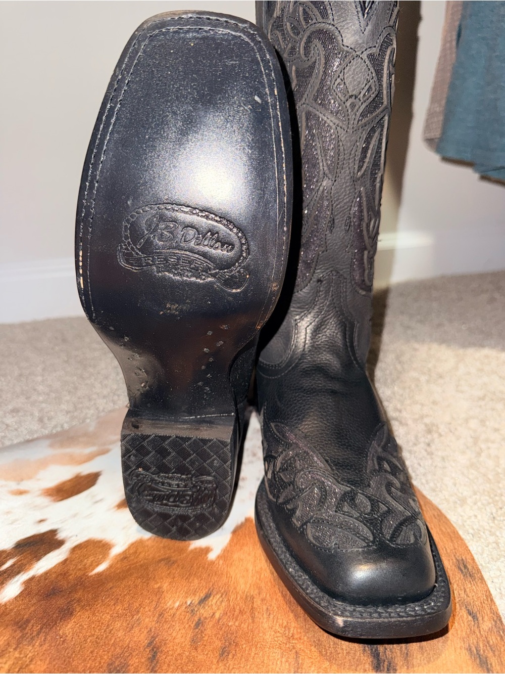 J.B. Dillon Black Embroidered Western Boots